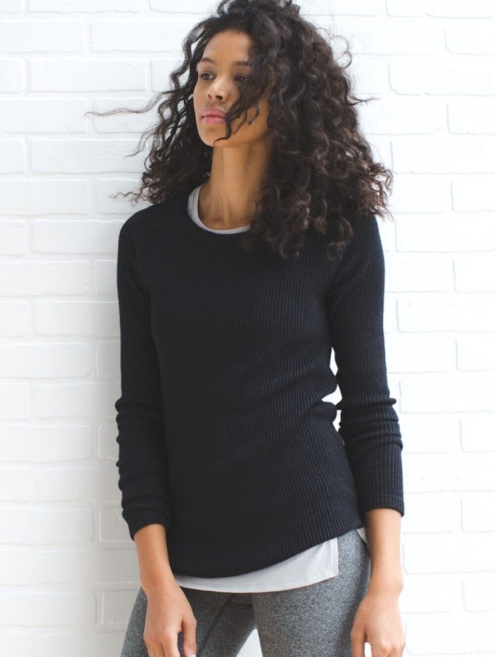 Lululemon Cabin Yogi Long Sleeve Black Heathered Dark Grey size 6